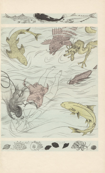 Légendes japonaises recueillies et illustrées par T. Foujita. Préface de Claude Farrère. L'Eau - La Terre - Le Ciel - Le Feu. 