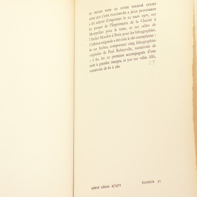 Du prisme noir au livre tourné court ainsi que l'ode inachevé à Jean Jeannerot. 