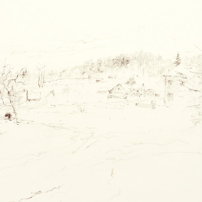 Paysage hivernal. Dessin original. 