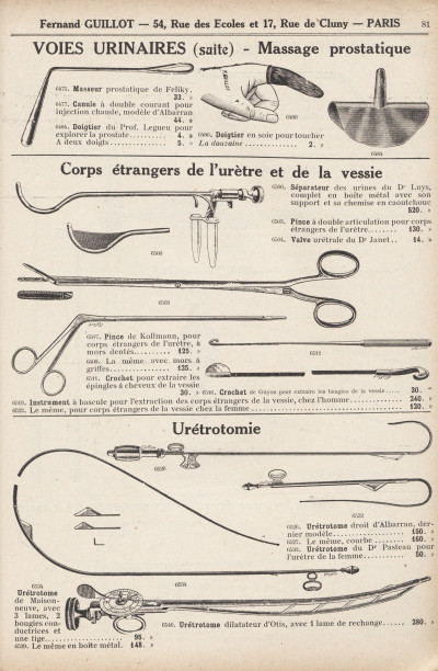 Chirurgie - Médecine. Fabricant d'Instruments de chirurgie et d'appareils orthopédiques. Catalogue 1931. 
