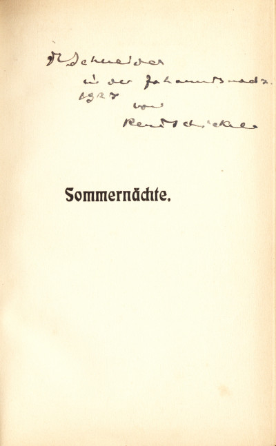 Sommernächte. Gedichte von René Schickelé. 
