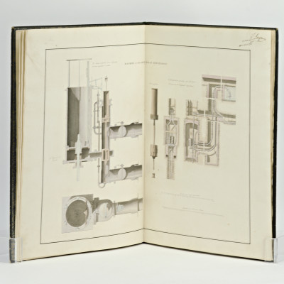 École polytechnique 1840-41. Dessins techniques au lavis. 