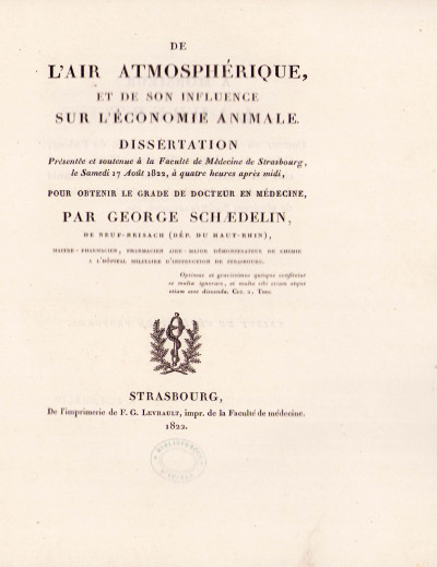 De l'air atmosphérique et de son influence sur l'économie animale. 