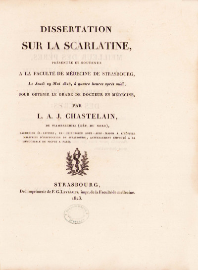 Dissertation sur la scarlatine. 