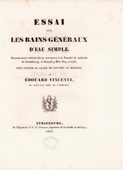 Essai sur les bains généraux d'eau simple. 