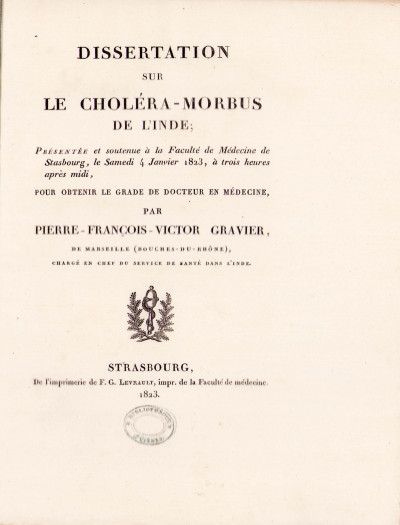 Dissertation sur le choléra-morbus de l'Inde. 