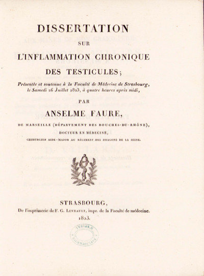 Dissertation sur l'inflammation chronique des testicules. 