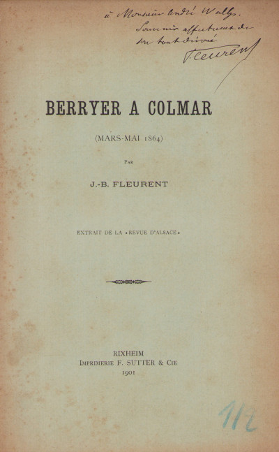 Berryer à Colmar (mars-mai 1864). 
