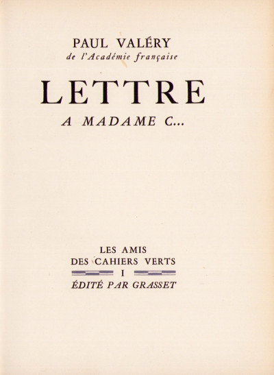 Lettre à Madame C…. 