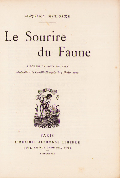 Le Sourire du Faune. Pièce en un acte et en vers. 