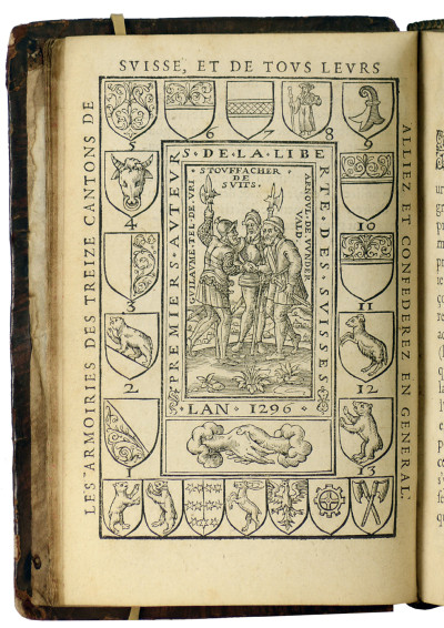 La République des Suisses. Comprise en deux livres, contenans le gouvernement de Suisse, l'état public des treize cantons & de leurs confederezl, en general & en particulier, leurs bailliages & iurisdictions, l'origine & les conditions de toutes leurs alliances, leurs batailles, victoires, conquestes, & autres gestes memorables, depuis l'Empereur Raoul de Habspourg, iusqu'à Charles V. Avec le portraict des villes des treize Cantons. 
