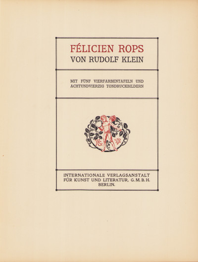 Félicien Rops. Mit fünf Vierfarbentafeln und achtundvierzig Tondruckbildern. 