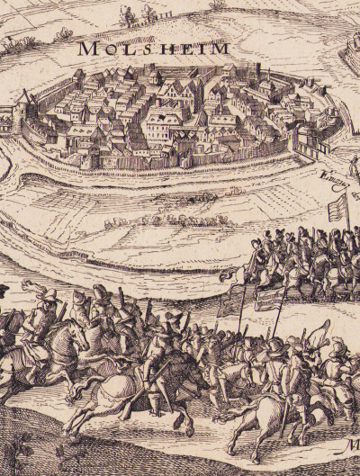Vue du siège de Molsheim, du 8 Juillet 1610, par les Margraves d'Ansbach et de Durlach. 
