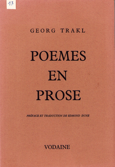 Poèmes en prose. Préface et traduction de Edmond Dune. 