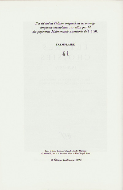 Lettres choisies. 1920 - 1976. Édition établie et annotée par François de Saint-Cheron. Préface de Jean-Yves Tadié. 