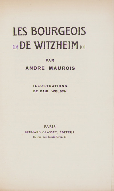 Les bourgeois de Witzheim. Illustrations de Paul Welsch. 