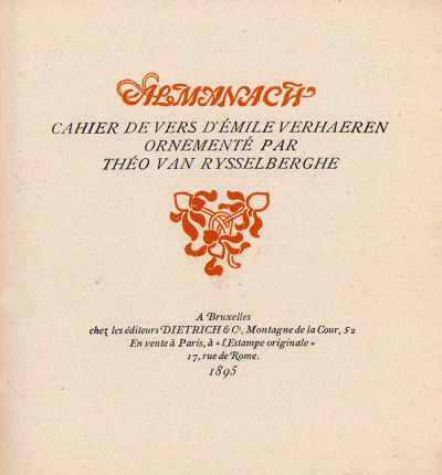 Almanach. Cahier de vers d'Émile Verhaeren. Ornementé par Théo van Rysselbergue. 