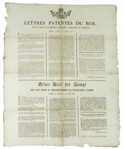 Lettres patentes du Roi, sur un Décret de l'Assemblée nationale, concernant les Religieux. 