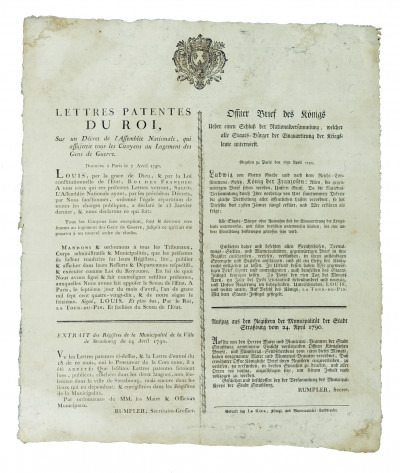 Lettres patentes du Roi, sur un Décret de l'Assemblée Nationale, qui assujettit tous les Citoyens au Logement des Gens de Guerre. 