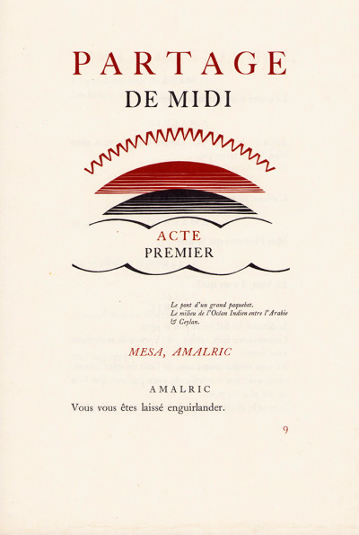 Le Partage de Midi. Ornements gravés sur bois en 3 tons par Alfred Latour. 