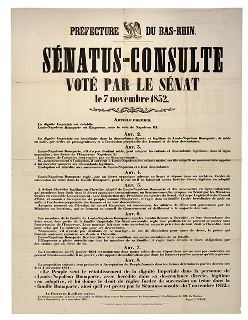 Sénatus-consulte voté par le Sénat le 7 novembre 1852. 