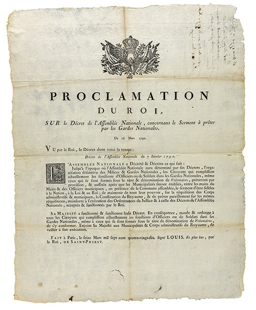 Proclamation du Roi, sur le Décret de l'Assemblée nationale, concernant le serment à prêter par les Gardes Nationales. 