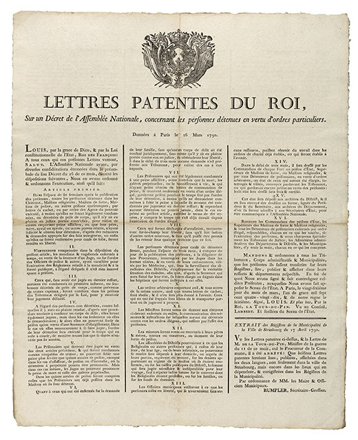 Lettres patentes du Roi, sur un Décret de l'Assemblée nationale, concernant les personnes détenues en vertu d'ordres particuliers. 