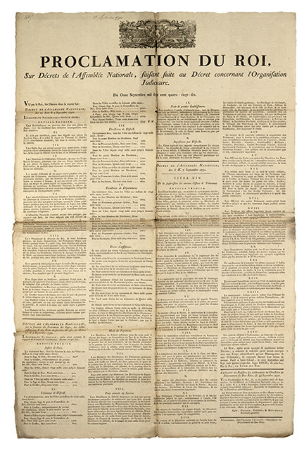 Proclamation du Roi, sur Décrets de l'Assemblée Nationale, faisant suite au Décret concernant l'organisation judiciaire. Du Onze septembre mille-sept-cent-quatre-vingt-dix. 