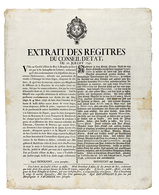 Extrait des Registres du Conseil d'État du 26 juillet 1746. 