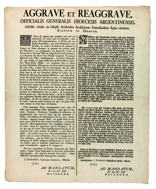 Aggrave et reaggrave. Officialis generalis diocesis Argentinensis. Excommunication. 