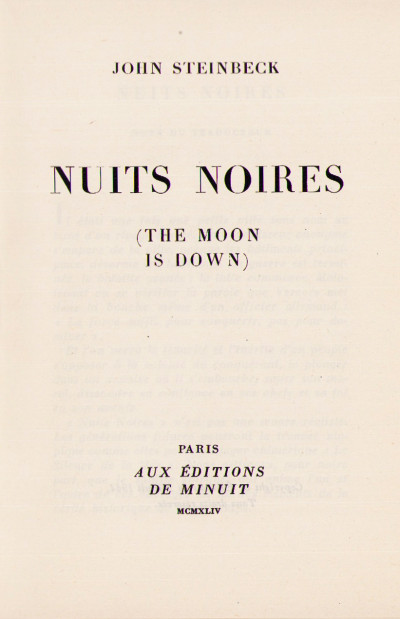 Nuits noires (the moon is down). 