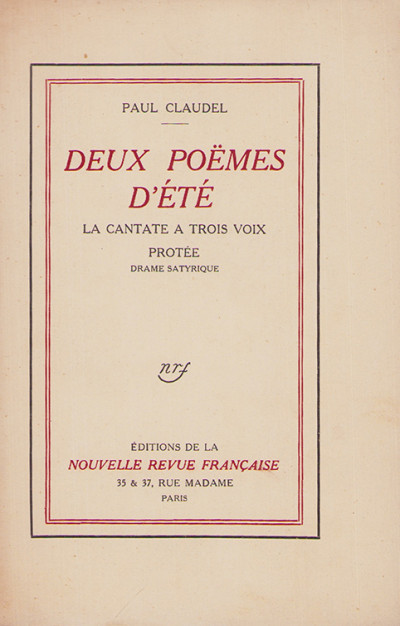 Deux poëmes d'été. La cantate à trois voix. Protée, drame satyrique. 