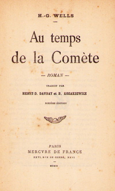 Au temps de la comète. Traduit par Henry-D. Davray et B. Kozakiewicz. 
