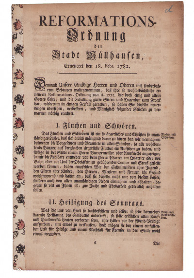 Reformations-Ordnung der Stadt Müllhausen, Erneuert den 18 Febr. 1782. 