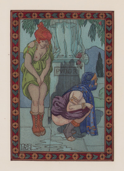 Satire sur les femmes. Traduite par Louis Jarty. Illustrée de trente eaux-fortes originales en couleurs de Maurice de Becque. 
