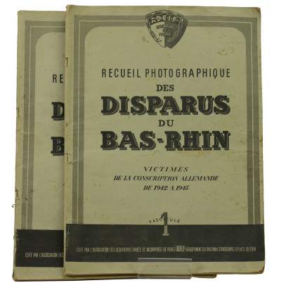 Recueil photographique des disparus du Bas-Rhin victimes de la conscription allemande de 1942 à 1945. Fascicules 1 & 2. 