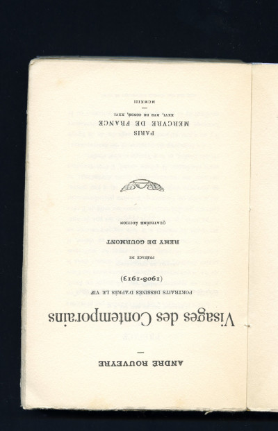 Visages des contemporains. Portraits dessinés d'après le vif (1908-1913). Préface de Remy de Gourmont. Quatrième édition. 