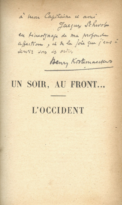 Un soir, au front… Pièce en trois actes. - L'Occident. Pièce en trois actes. 