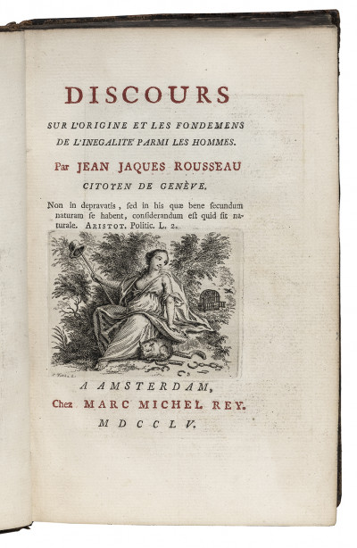Discours sur l'origine et les fondemens de l'inégalité parmi les hommes. Par Jean Jaques Rousseau. Citoyen de Genève. 