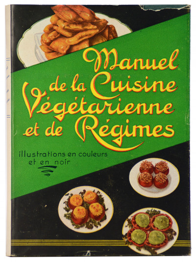 Réunion de 4 volumes : I. La cuisine froide, simple et pratique. Hors-d'œuvre - Plats d'œufs froids - Les entrées aux fromages - Les entrées de gibier. II. Cuisine végétarienne et régimes alimentaires. Menus de régimes. III. Les menus détaillés de la ménagère. 180 menus simples et pratiques. Menus pour les jours de réception et fêtes de famille. IV. Les desserts. Recueil de pâtisserie et entremets simples. 