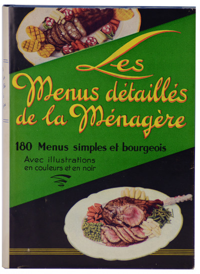 Réunion de 4 volumes : I. La cuisine froide, simple et pratique. Hors-d'œuvre - Plats d'œufs froids - Les entrées aux fromages - Les entrées de gibier. II. Cuisine végétarienne et régimes alimentaires. Menus de régimes. III. Les menus détaillés de la ménagère. 180 menus simples et pratiques. Menus pour les jours de réception et fêtes de famille. IV. Les desserts. Recueil de pâtisserie et entremets simples. 