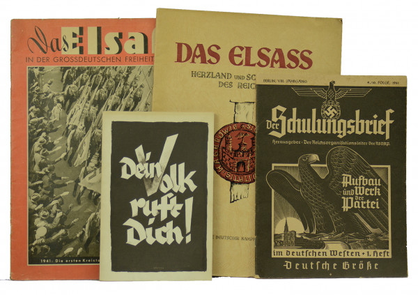 Réunion de quatre publications nazies concernant Strasbourg ou l'Alsace. 