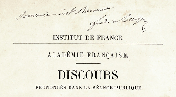 Discours prononcé dans la séance publique tenue par l'Académie Française pour la réception de M. de Lesseps le 23 Avril 1885. 