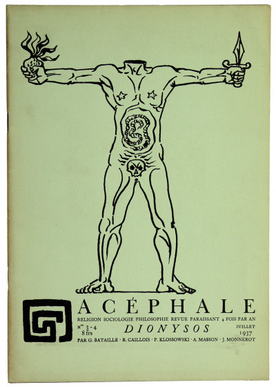 Acéphale. Religion. Sociologie. Philosophie. N° 3-4 : Dionysos, par G. Bataille, R. Caillois, P. Klossowski, A. Masson, J. Monnerot. 