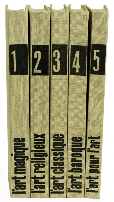 Formes de l'Art. 1. L'art magique, par André Breton, avec le concours de Gérard Legrand. 2. L'art religieux, par Philippe Verdier. 3. L'art classique, par Louis Hautecœur. 4. L'art baroque, par Louis Hautecœur. 5. L'art pour l'art, par André Chastel et Paule-Marie Grand. 