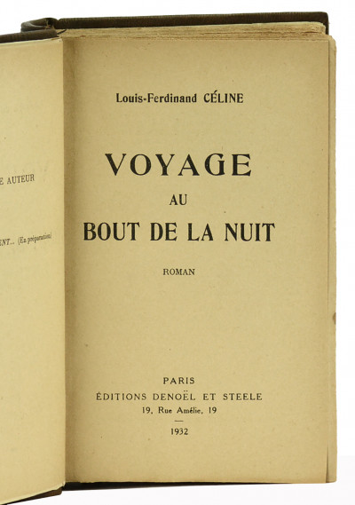 Voyage au bout de la nuit. Roman. 