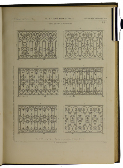 Magasin d'Ornements en fonte de fer. Vve J. P. V. André Maître e forges. Rue Neuve Ménilmontant, n°10 et 14, à Paris. Usines au Val d'Osne (Haute-Marne). 