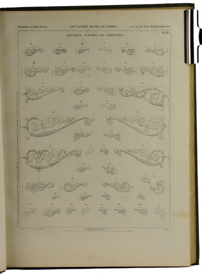 Magasin d'Ornements en fonte de fer. Vve J. P. V. André Maître e forges. Rue Neuve Ménilmontant, n°10 et 14, à Paris. Usines au Val d'Osne (Haute-Marne). 