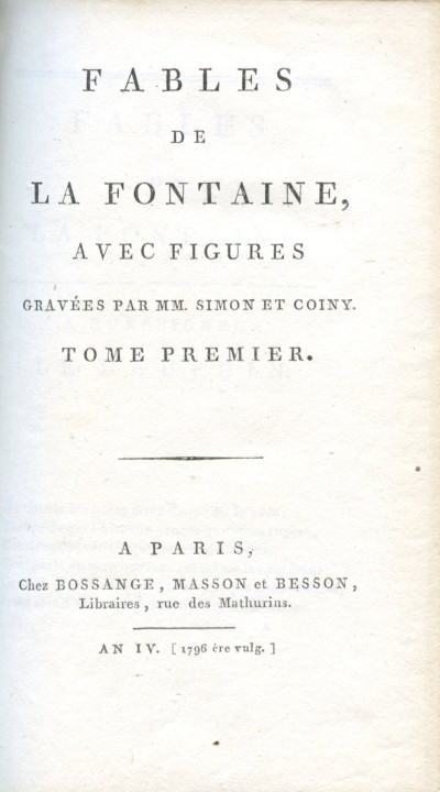 Fables de La Fontaine, avec figures gravées par MM. Simon et Coiny. 