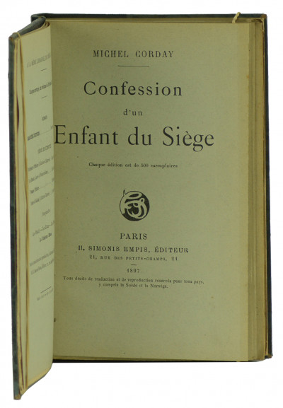 Confession d'un Enfant du Siège. 